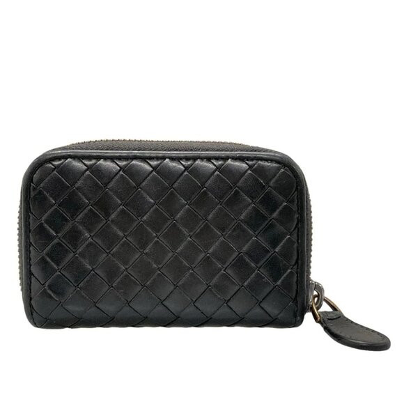 Auth BOTTEGA VENETA Intrecciato - Black Leather B********* Coin Case - Picture 2 of 12